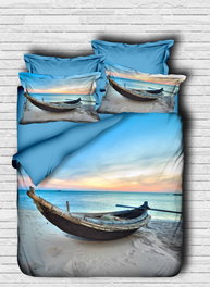 L'essentiel linge de maison Juego de Funda de Edredón Doble Azul y Beige